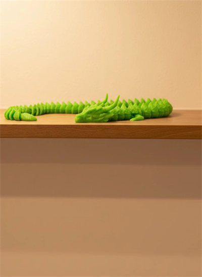 Hareketli Yeşil Ejderha Figür Uzun Gövdeli Koleksiyonluk Tasarım