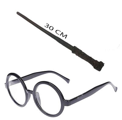 Harry Potter Asası 30 cm ve Siyah Çerçeveli Harry Potter Gözlüğü Seti (3936)