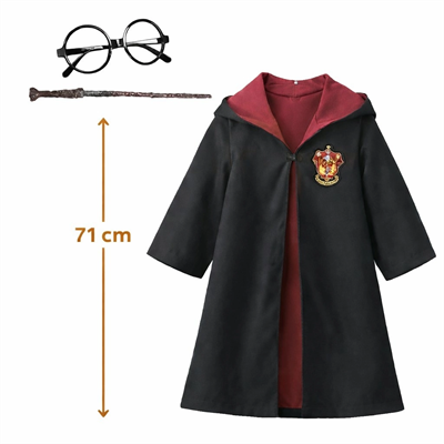 Harry Potter Çocuk Bebek Kostüm Seti – Asa Gözlük Pelerin 71 cm (2-4 Yaş)