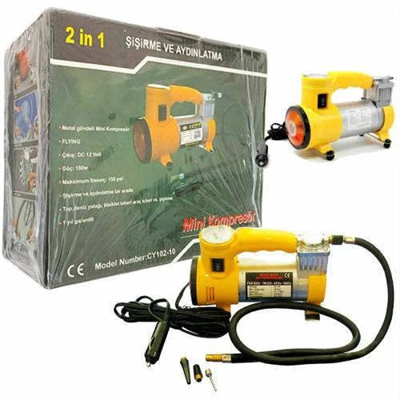 Hava Kompresörü Mini Şişirme ve Aydınlatma Araç Lastik Pompası