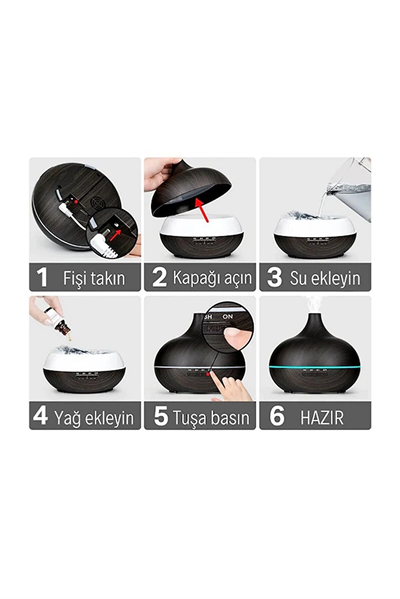 Hava Nemlendirici 7 Led Işıklı Aromatik Oda Kokusu 550 Ml Kahve Aroma Difüzörü Buhar Makinası
