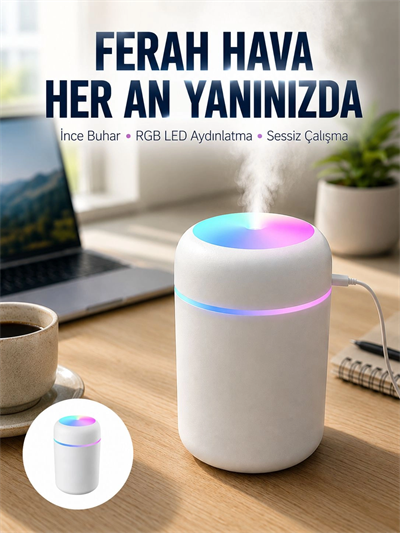 Hava Nemlendirici Buhar Makinesi Led Işıklı USB Dekoratif Nemlendirici Yeni Nesil