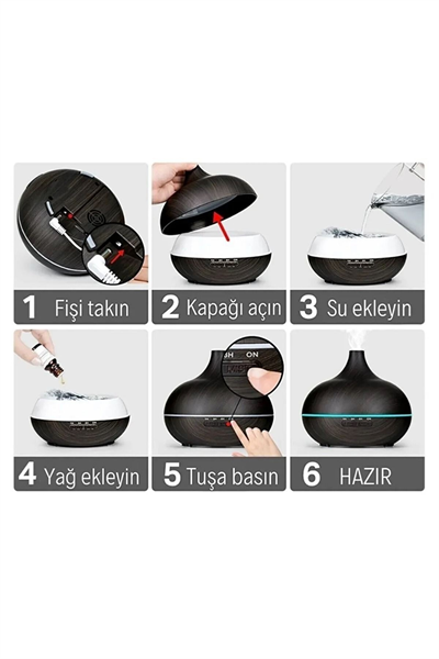 Hava Nemlendirici Buhar Makinesi Ve Aroma Oda Nemlendiricisi Terapi Cihazı Difizör