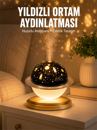 Hava Nemlendirici Led Işıklı Gece Lambası Yıldız Görünümlü Renk Değiştiren