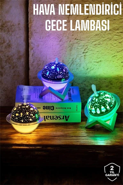Hava Nemlendirici Masa ve Gece Lambası USB Projeksiyon Aromaterapi