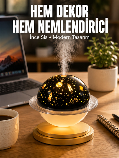 Hava Nemlendirici Renk Değiştiren Oda Kokusu Yıldızlı Projektör