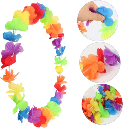 Hawaii Çiçekli Boyun Kolyesi - Renkli Tropikal Parti Leisi