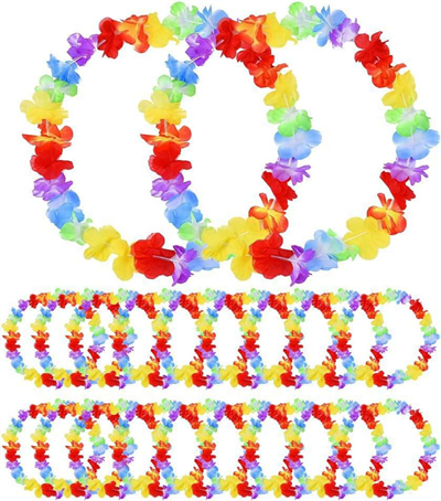 Hawaii Çiçekli Boyun Kolyesi - Renkli Tropikal Parti Leisi 12 Adet