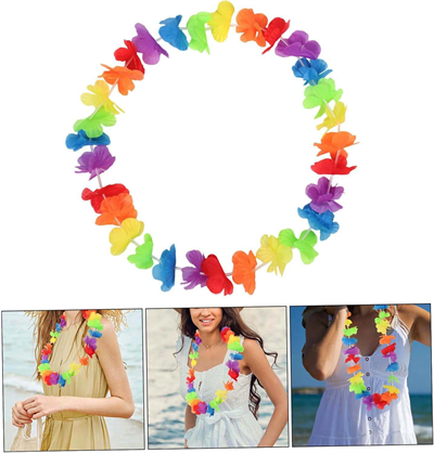 Hawaii Çiçekli Boyun Kolyesi - Renkli Tropikal Parti Leisi