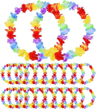 Hawaii Çiçekli Boyun Kolyesi - Renkli Tropikal Parti Leisi 12 Adet (3936)