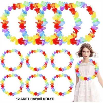 Hawaii Çiçekli Boyun Kolyesi 12 Adet