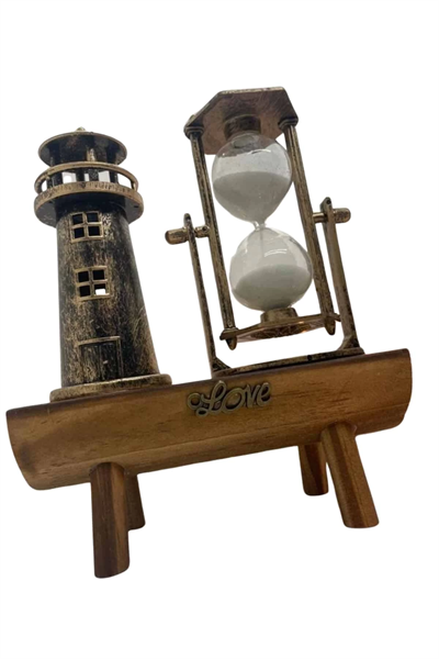 Hediyelik Eşya Retro Ahşap Deniz Feneri Kum Saati Biblo