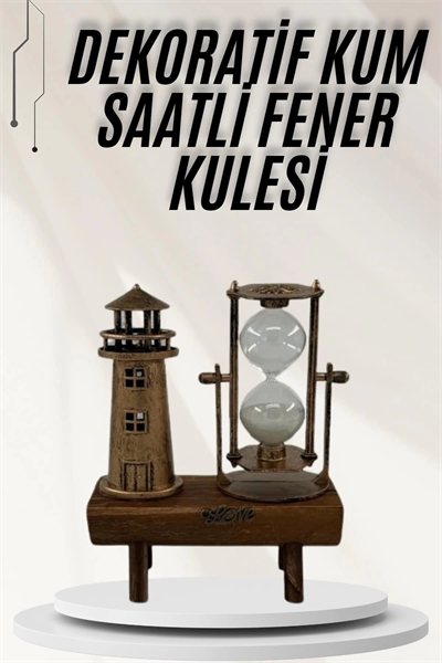 Hediyelik Eşya Retro Ahşap Deniz Feneri Kum Saati Biblo