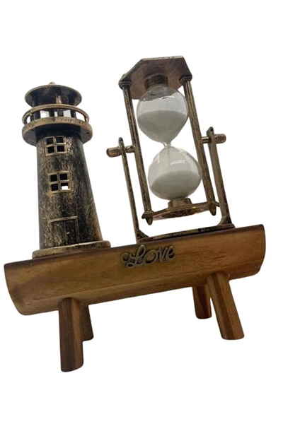 Hediyelik Eşya Retro Ahşap Deniz Feneri Kum Saati Biblo