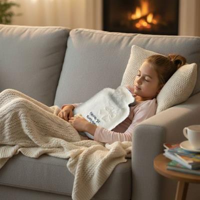 Hello Everyone Yazılı Kurdeleli Beyaz Peluş Sıcak Su Torbası 1 Lt – Yumuşak Kılıf, Uzun Süre Sıcak Tutan Termal Su Torbası (3936)