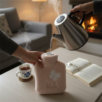 Hello Everyone Yazılı Kurdeleli Pembe Peluş Sıcak Su Torbası 1 Lt – Yumuşak Kılıf, Uzun Süre Sıcak Tutan Termal Su Torbası