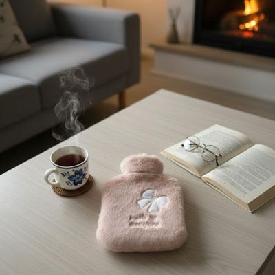 Hello Everyone Yazılı Kurdeleli Pembe Peluş Sıcak Su Torbası 1 Lt – Yumuşak Kılıf, Uzun Süre Sıcak Tutan Termal Su Torbası (3936)