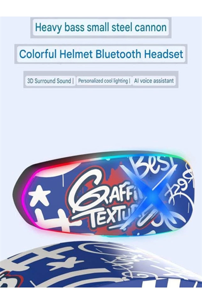 Helmet Graffiti Motor Kask Kulaklık Rgb Modlu Su Geçirmez 6.0 Bluetooth Intercom Yenı Model