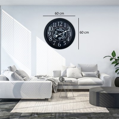 Heritage Black 60 Cm Çarklı Duvar Saati