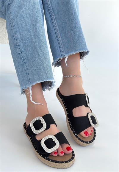 Hertas Siyah Nubuk Tokalı Terlik