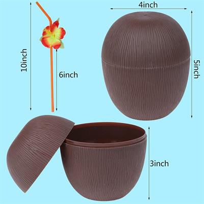 Hindistan Cevizi Hawaii Luau Aloha Pipetli İçecek Kabı Bardak 10x13 cm 1 Adet (3936)