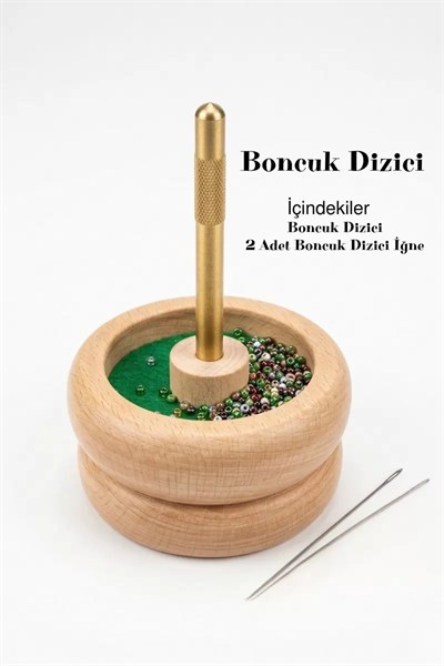 Hızlı Boncuk Dizme Aparatı – Döner Mekanizmalı Ahşap Boncuk Yükleyici
