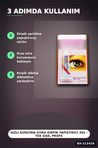 Hızlı Kuruyan Siyah Kirpik Yapıştırıcı 362 - Tek Şişe, Profesyonel Kozmetik Aksesuarı BX-313426