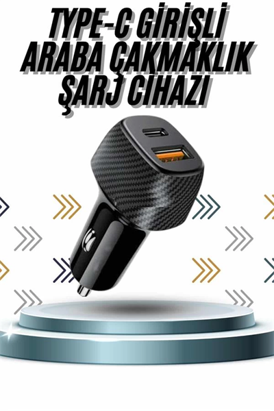 Hızlı Oto Şarj Cihazı 38W Çift Girişli HIzlı Şarj Oto Çakmaklık Type-C