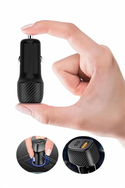 Hızlı Oto Şarj Cihazı 38W Çift Girişli HIzlı Şarj Oto Çakmaklık Type-C