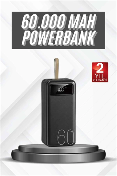 Hızlı Şarj 4 Çıkışlı Powerbank 60.000 Mah Taşınabilir Dijital Göstergeli
