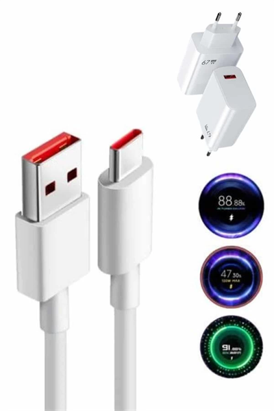 Hızlı Şarj Aleti Adaptörü Kablo Seti 67W Uzun Ömürlü Beyaz