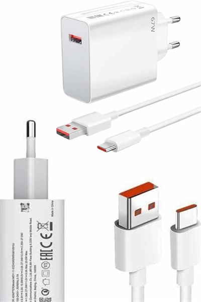 Hızlı Şarj Aleti Adaptörü Kablo Seti 67W Uzun Ömürlü Beyaz