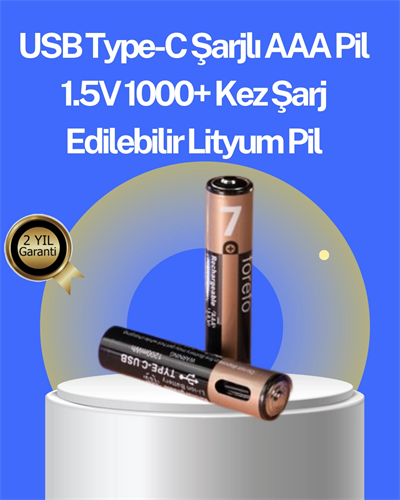 Hızlı Şarj Teknolojili USB Şarjlı AAA Pil – 40 Dakikada Tam Şarj