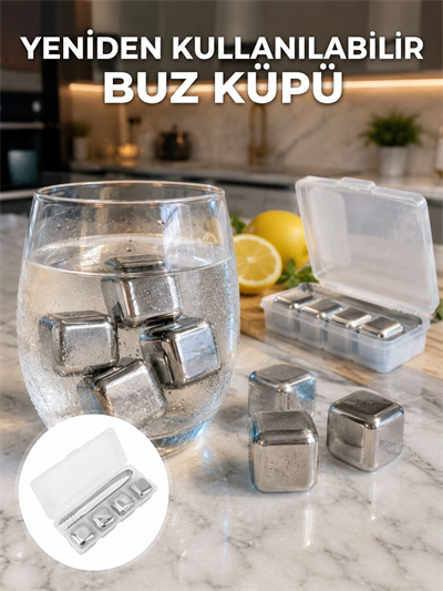 Hızlı Soğutma Özellikli Paslanmaz Metal Buz Küpü Takımı Yeni Nesil