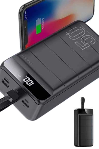 Hızlı Taşınabilir 50.000 Mah Powerbank Led Ekran Android ve İOS Uyumlu Yeni Nesil