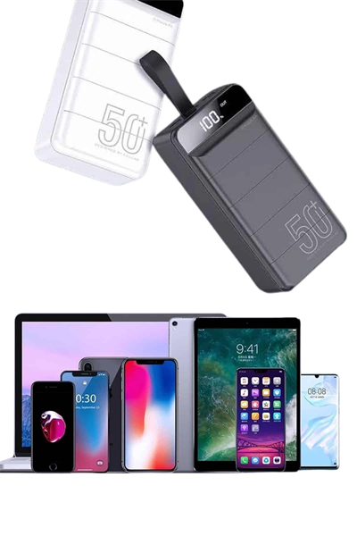 Hızlı Taşınabilir 50.000 Mah Powerbank Led Ekran Android ve İOS Uyumlu Yeni Nesil