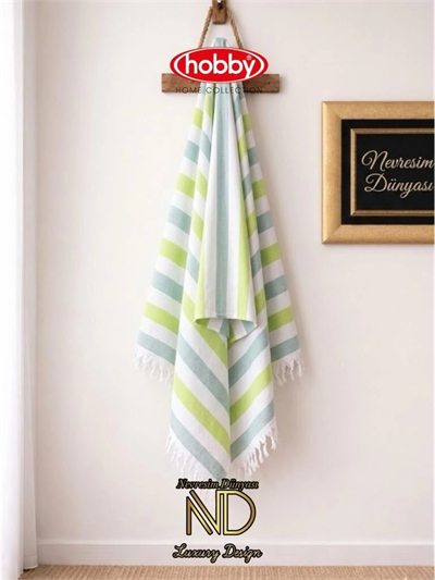 Hobby Stripe Yeşil Plaj Havlusu 70x140