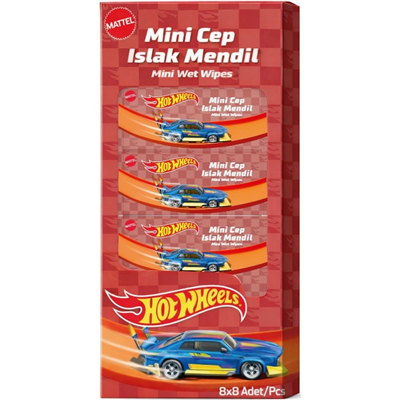 Hot Wheels Islak Mini Cep Mendili 8li
