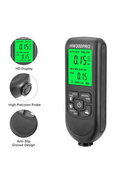 HW-300PRO Araba Boyası Film Otomatik Kalınlık Ölçer 0-2000UM Fe & NFe Kaplama Kalınlık Test Cihazı M