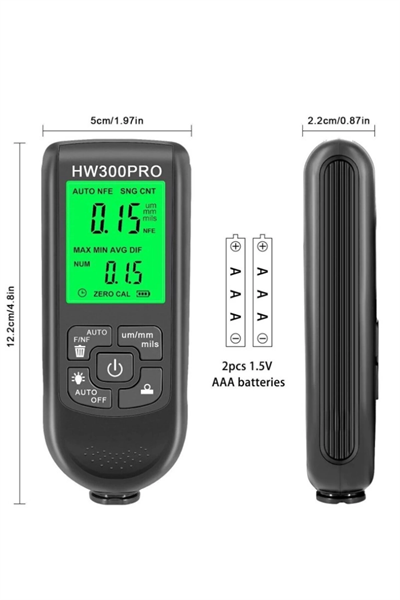HW-300PRO Oto Boya Kalınlık Ölçer 0-2000µm Fe & NFe Kaplama Kalınlık Test Cihazı