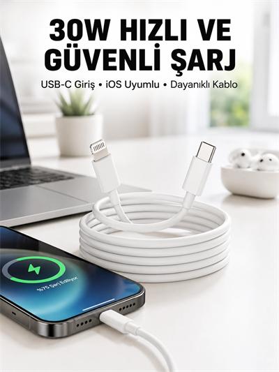 İOS Uyumlu 8 X Xs Xr 11 12 13 14/Pro Max Mini Plus Şarj Kablosu Yeni Nesil