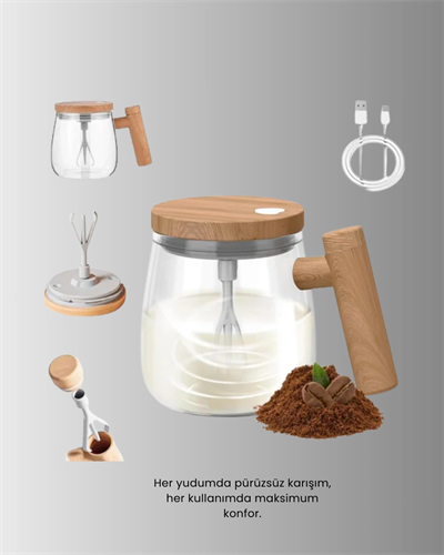 IP6 Su Geçirmez Şarjlı Kupa – 3D Karıştırma, 400 ml Yeni Nesil