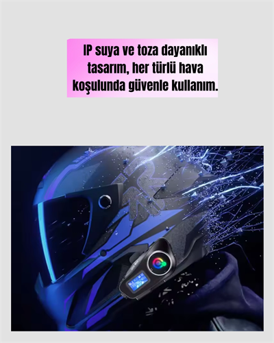 IP65 Suya Dayanıklı Kask Bluetooth Kulaklık LCD Ekranlı
