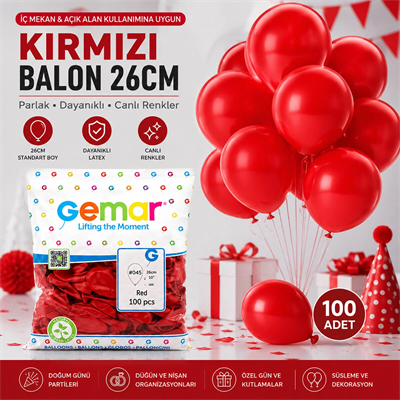 İç Mekan - Kırmızı Balon 10 Inc - 26cm - 100pcs Bx40