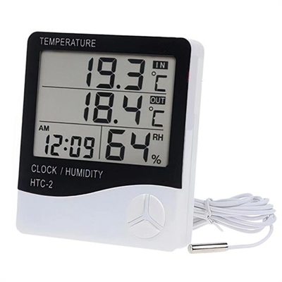 İç Ve Dış Ortam Sıcaklığını Ölçebilen Lcd Ekran Saat Göstergeli Alarmlı Nem Ölçer Termometre Bx40