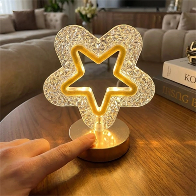 İçi Boş Yıldız Şeklinde Kristal Led Masa Lambası – Dokunmatik, 3 Renk Işık Modlu, Şarjlı Mini Dekoratif Gece Lambası Bx40