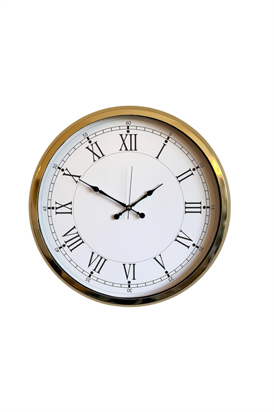 İhtişamlı Gold 52 Cm Metal Roma Rakamlı Lüks Duvar Saati