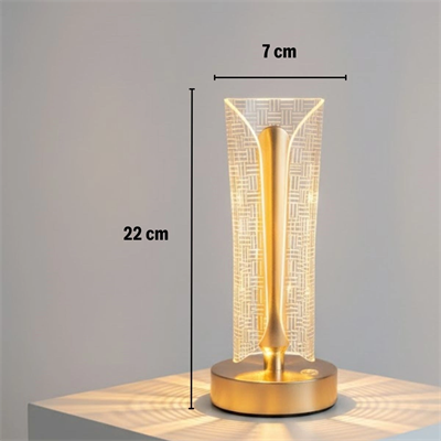 İki Yandan Kavisli Silindirik Çizgi Model kristal Led Masa Lambası – Dokunmatik, 3 Renk Işık Modlu, Şarjlı Dekoratif Gece Lambası Bx40