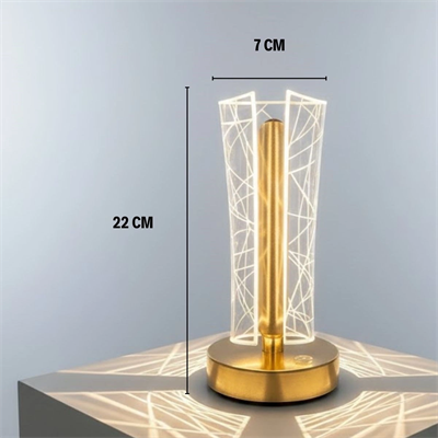 İki Yandan Kavisli Silindirik Geometrik Çizgi Model kristal Led Masa Lambası – Dokunmatik, 3 Renk Işık Modlu, Şarjlı Dekoratif Gece Lambası Bx40