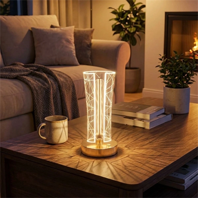 İki Yandan Kavisli Silindirik Geometrik Çizgi Model kristal Led Masa Lambası – Dokunmatik, 3 Renk Işık Modlu, Şarjlı Dekoratif Gece Lambası Bx40